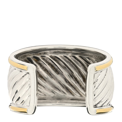David Yurman Sterling Silver 18K Yellow Gold 41mm Sculpted Cable Cuff Bracelet 2 of 3