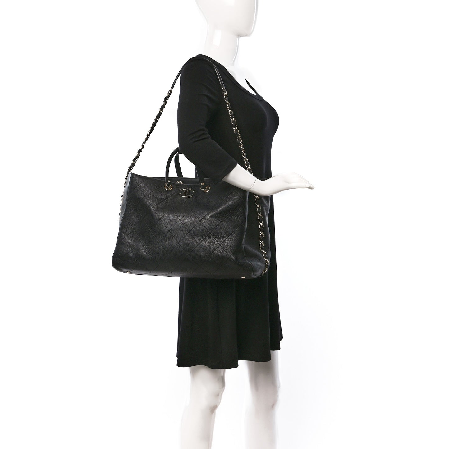 Bullskin Stitched Large Shopping Bag Black