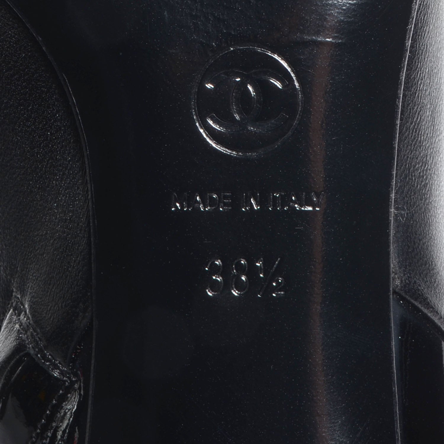 Chanel Patent Leather Cap Toe CC Boots 38.5 Black 6 of 7