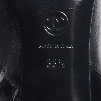 Chanel Patent Leather Cap Toe CC Boots 38.5 Black 6 of 7