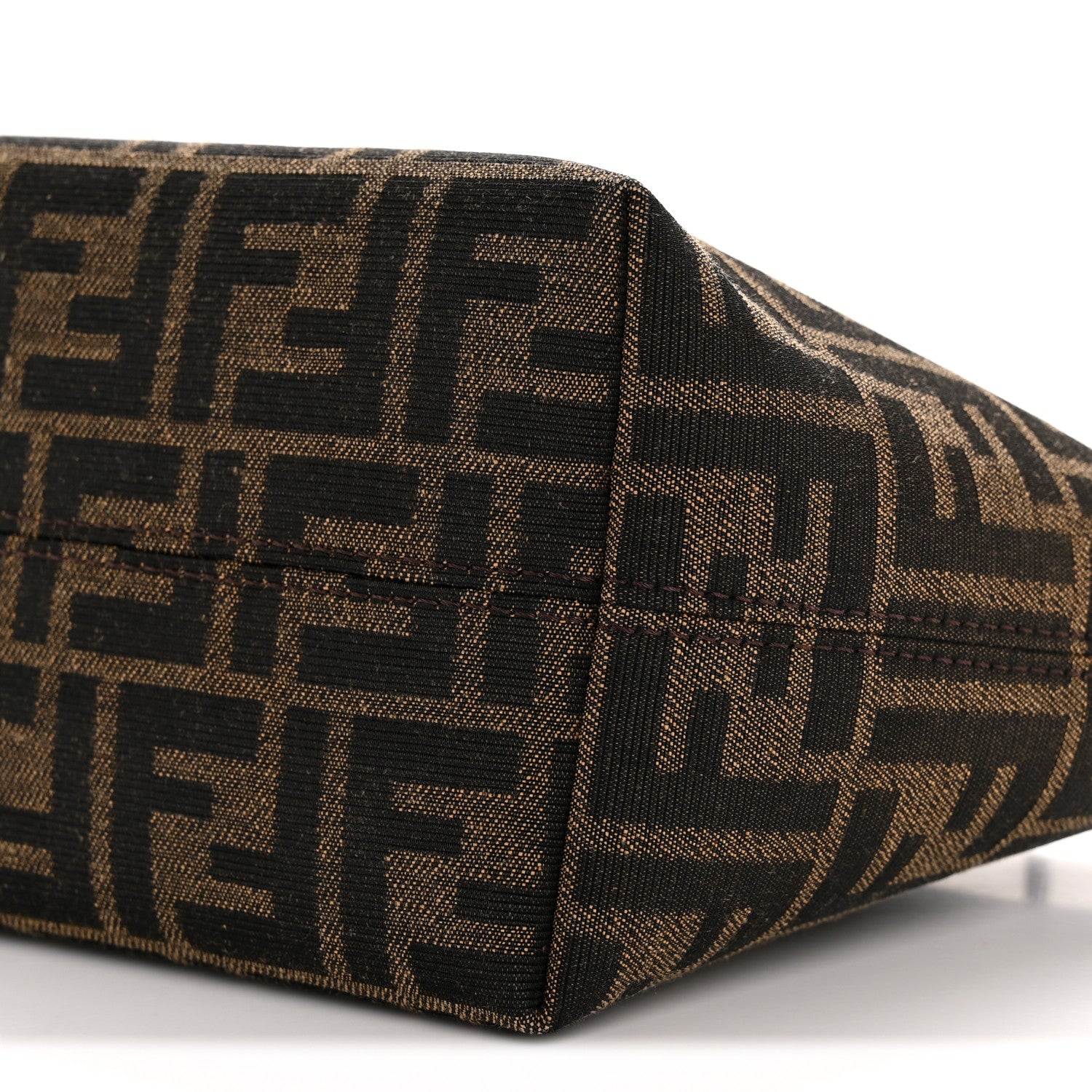 Fendi Fabric Jacquard Vitello Grace FF 1974 Mini Roll Tote Tobacco Moro Ebano 10 of 11
