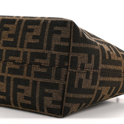 Fendi Fabric Jacquard Vitello Grace FF 1974 Mini Roll Tote Tobacco Moro Ebano 10 of 11