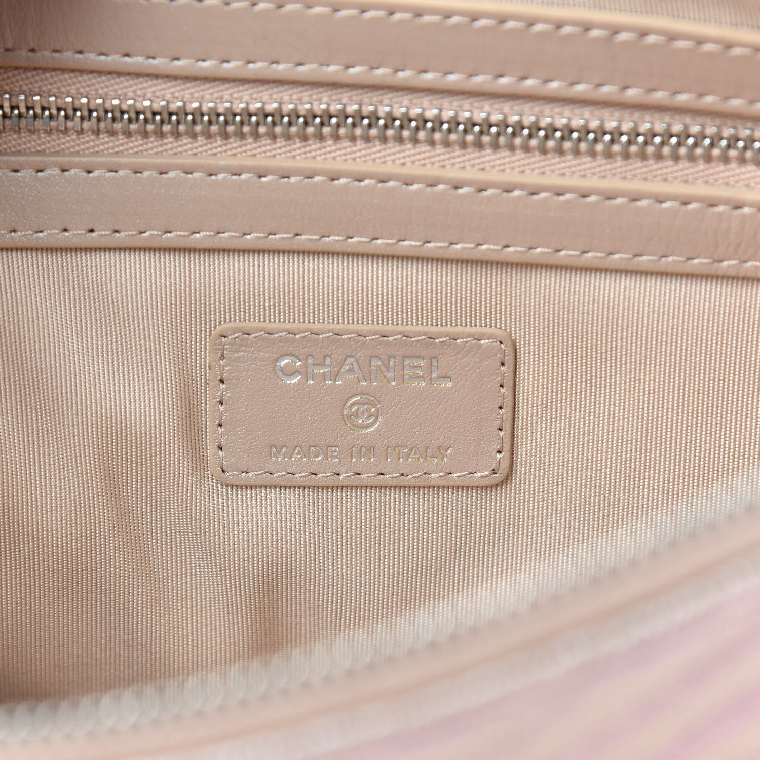 Chanel Iridescent Caviar Chevron Quilted Medium Cosmetic Case Light Gold 6 of 8
