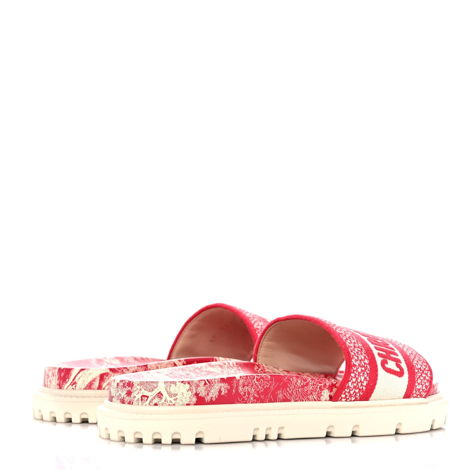 Christian Dior Canvas Toile de Jouy Embroidered Dway 10mm Slide Sandals 36.5 Off White Raspberry 4 of 8
