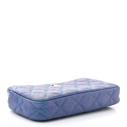 Chanel Iridescent Caviar Quilted Clutch With Chain Dark Blue 4 of 13