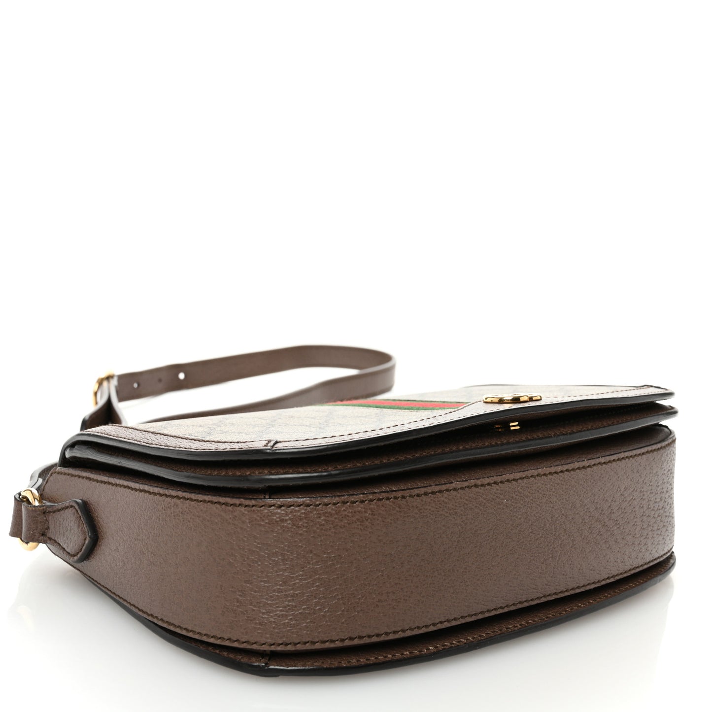 GG Supreme Monogram Web Small Ophidia Flap Messenger Bag Brown