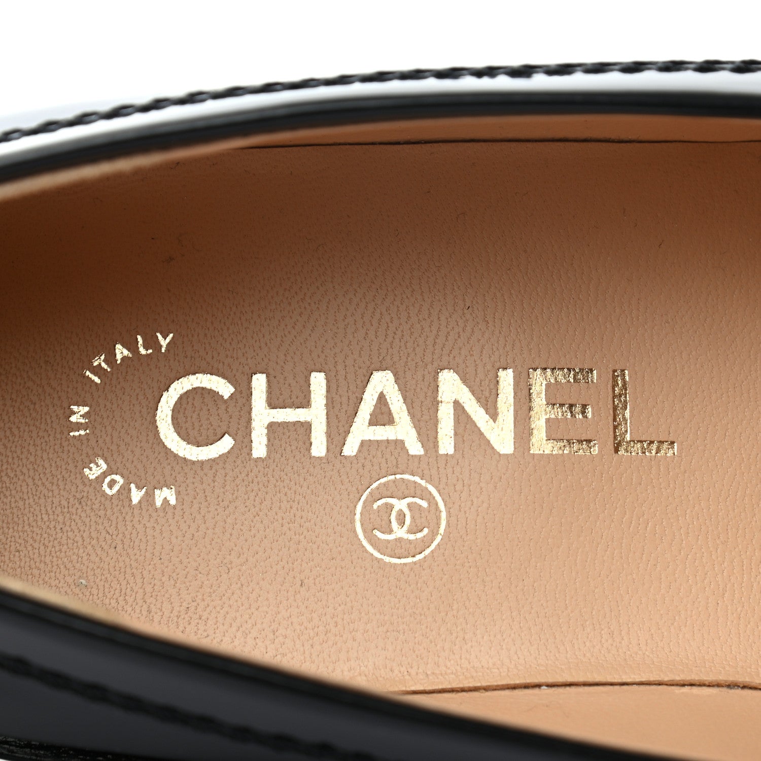 Chanel Shiny Calfskin Logo Loafers 39.5 Black 7 of 8