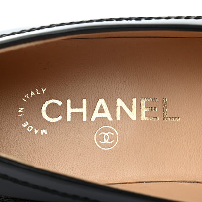 Chanel Shiny Calfskin Logo Loafers 39.5 Black 7 of 8