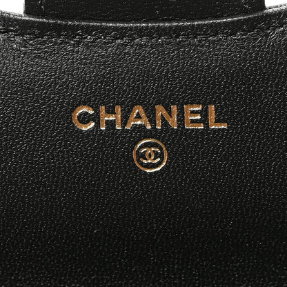 Chanel Lambskin Patent Calfskin Quilted Flap Phone Holder With Chain Black 6 of 9