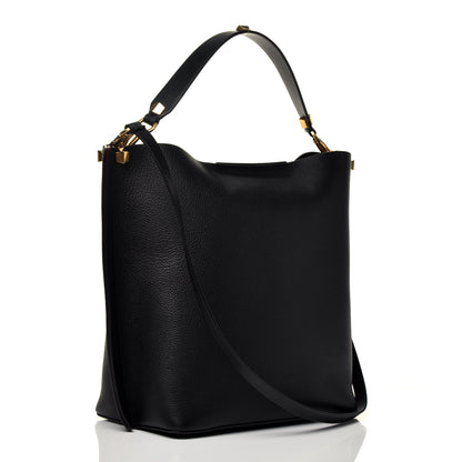 Valentino Garavani Grainy Calfskin Escape Hobo Bag Black 4 of 10