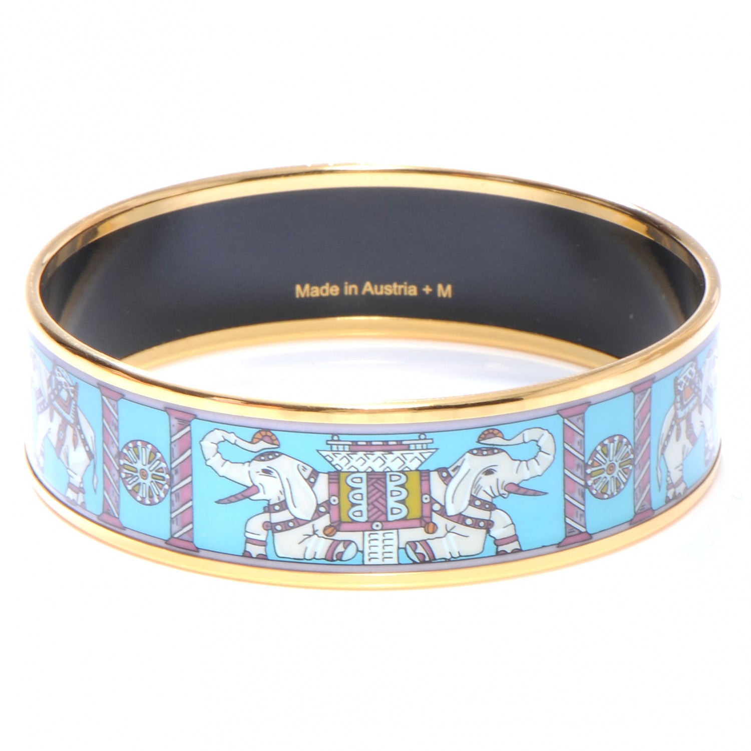 Hermes Enamel Printed Elephant Torana Wide Bracelet 65 3 of 5