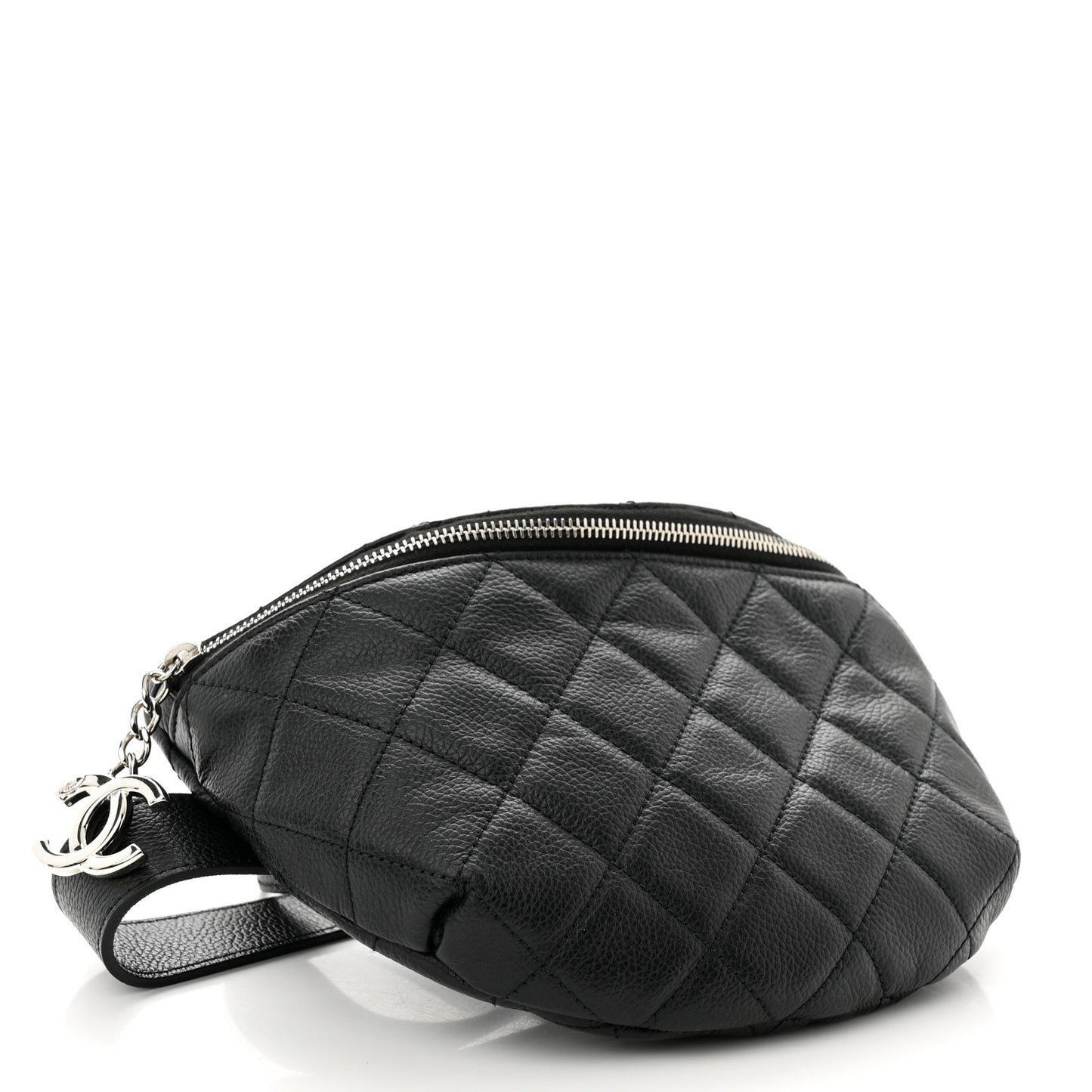Grained Calfskin Quilted Waist Belt Bag Black