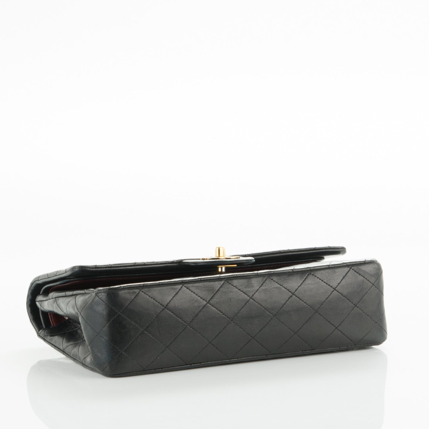 Lambskin Quilted Medium Double Flap Black