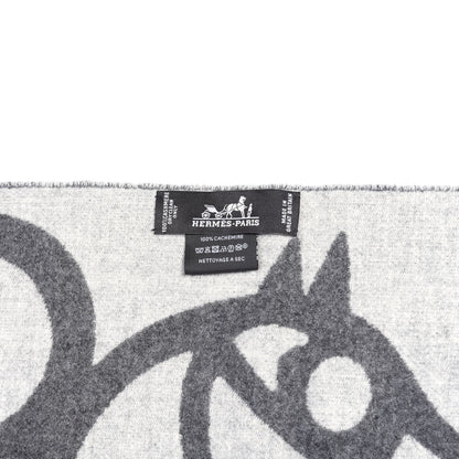 Hermes Cashmere Boucles et Camails Muffler Anthracite Gris Clair 2 of 3