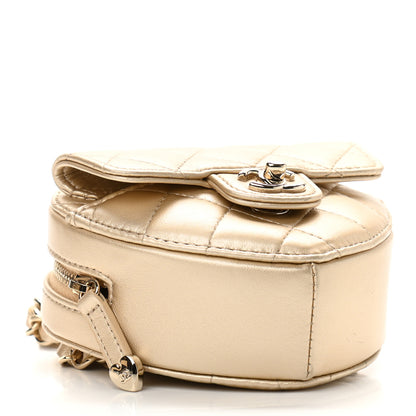 Chanel Metallic Lambskin Quilted CC In Love Heart Waist Belt Bag With Chain Gold 4 of 10