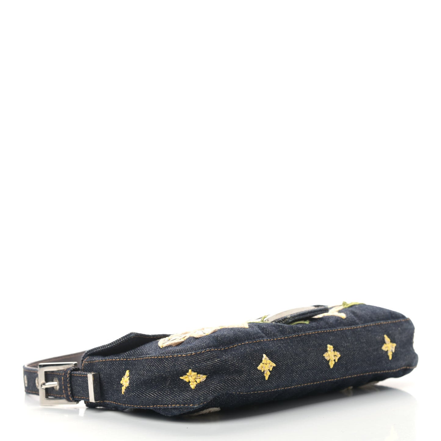 Denim Embroidered Baguette Blue Multicolor