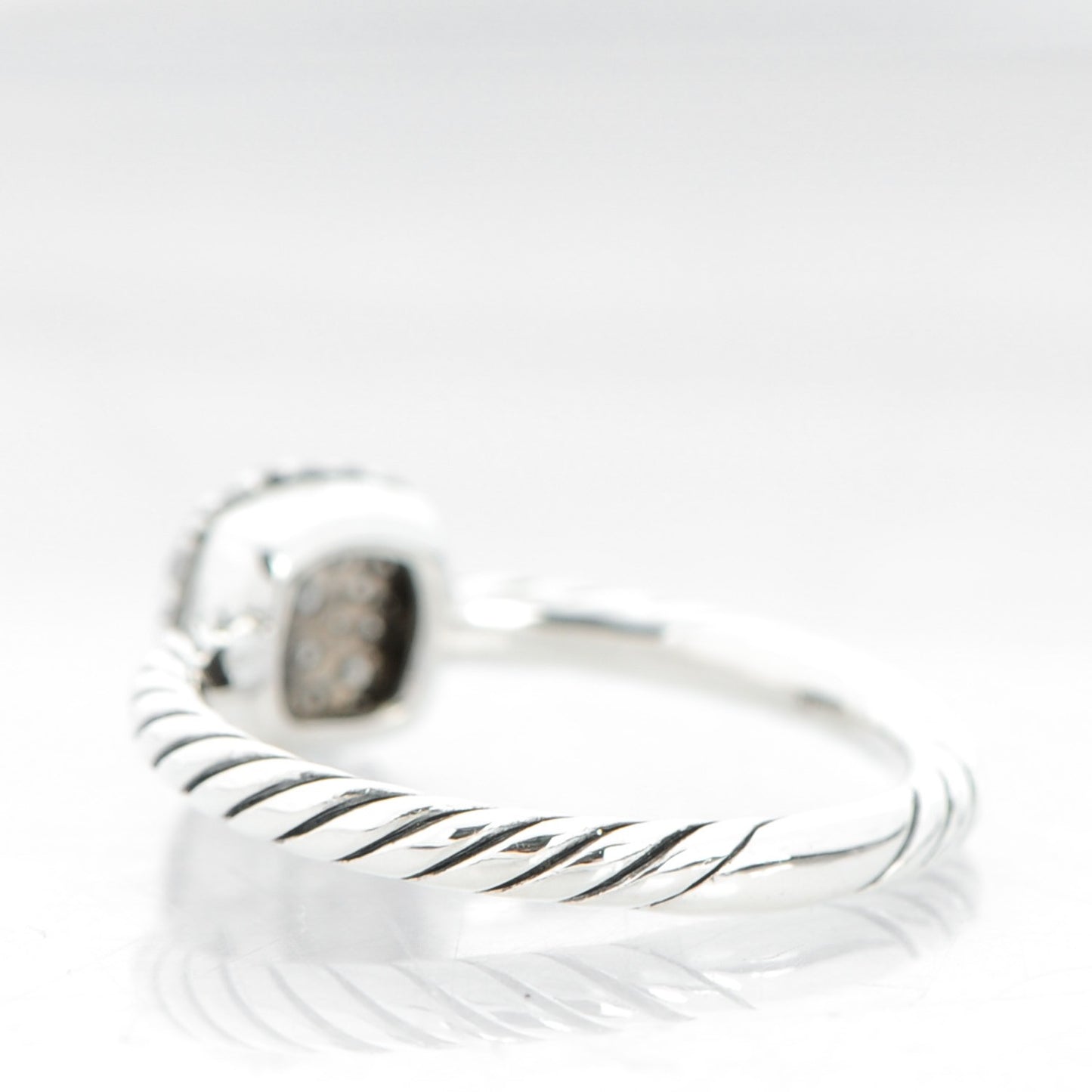 Sterling Silver Pave Diamond 8mm Petite Pave Ring 53 6.5