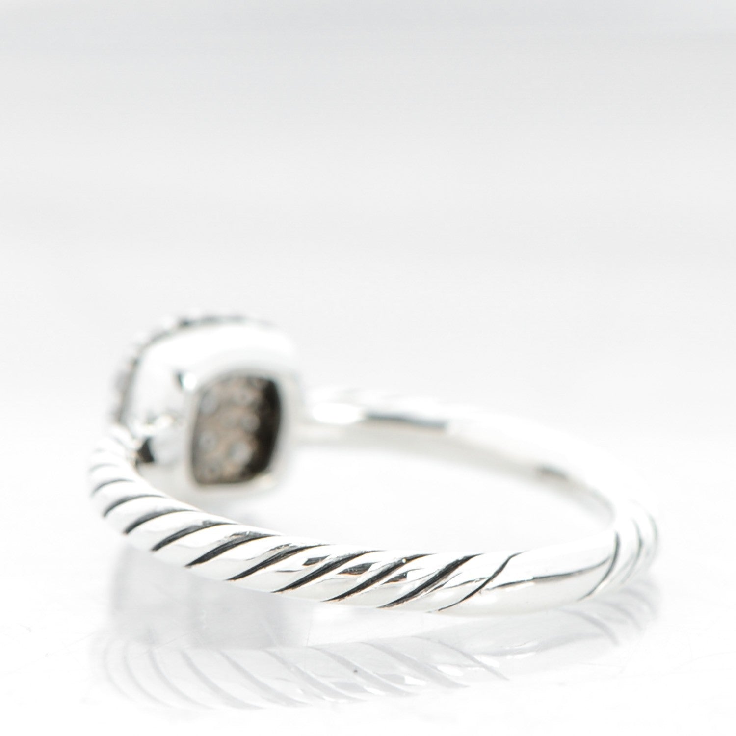 David Yurman Sterling Silver Pave Diamond 8mm Petite Pave Ring 53 6.5 3 of 5