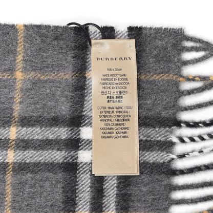 Burberry Cashmere Vintage Check Fringe Scarf Grey 4 of 5