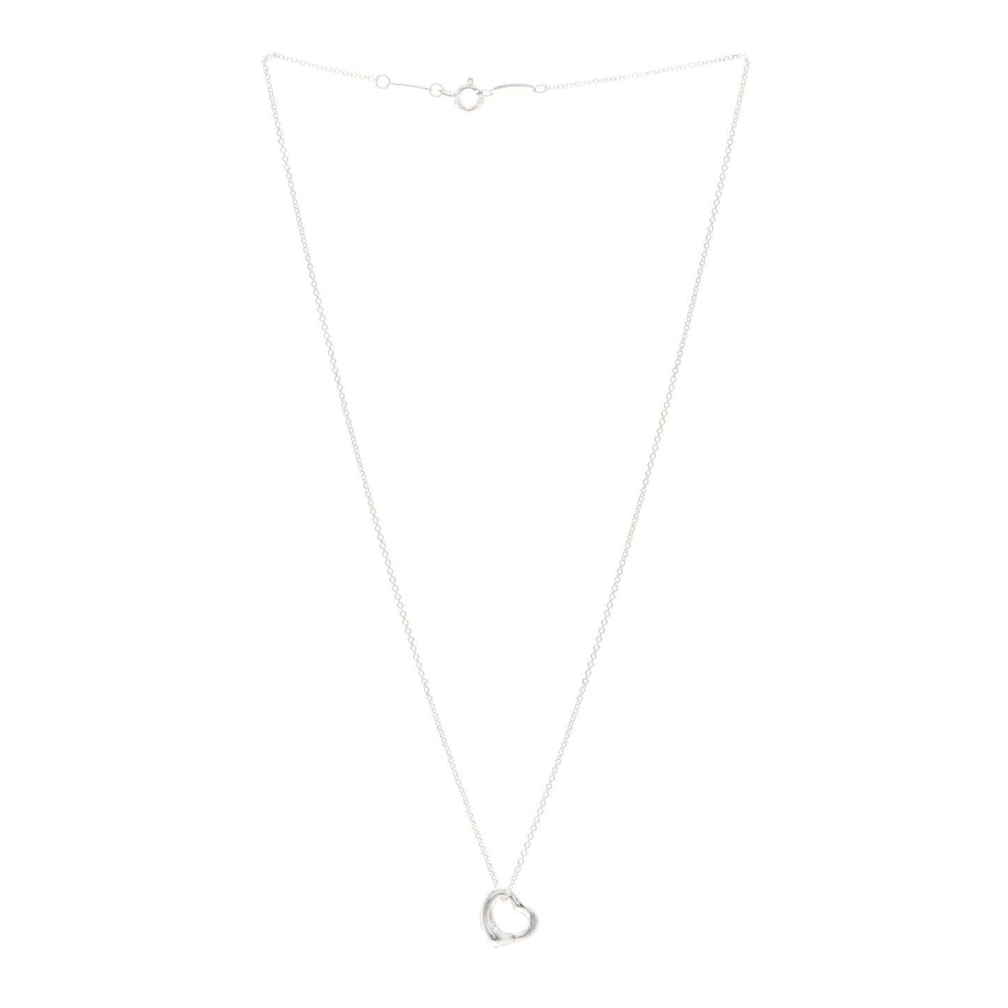 Sterling Silver 11mm Elsa Peretti Open Heart Pendant Necklace