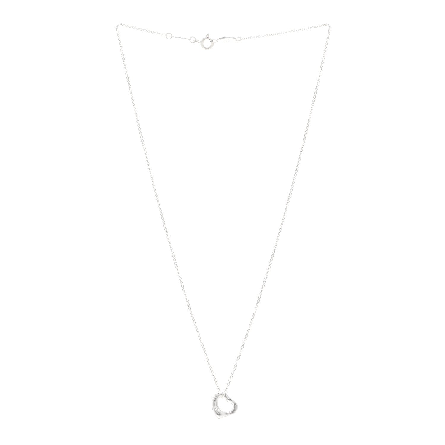 Tiffany Sterling Silver 11mm Elsa Peretti Open Heart Pendant Necklace 3 of 4