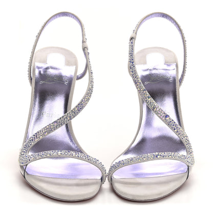 Christian Louboutin Suede Crystal Strass Rosalie 100 Sandals 40 Lilac Smoke 3 of 9