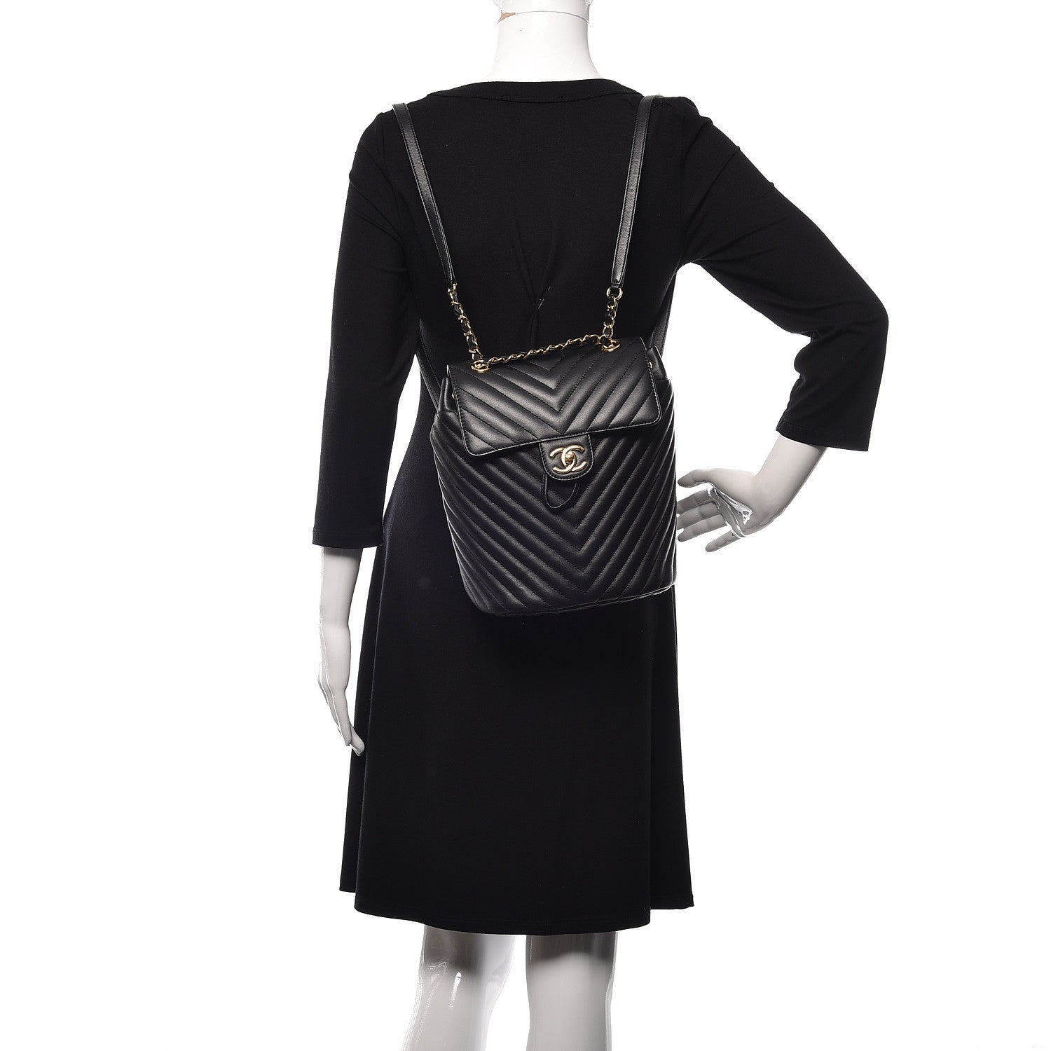 Chanel Calfskin Chevron Quilted Small Urban Spirit Backpack Black 2 of 12