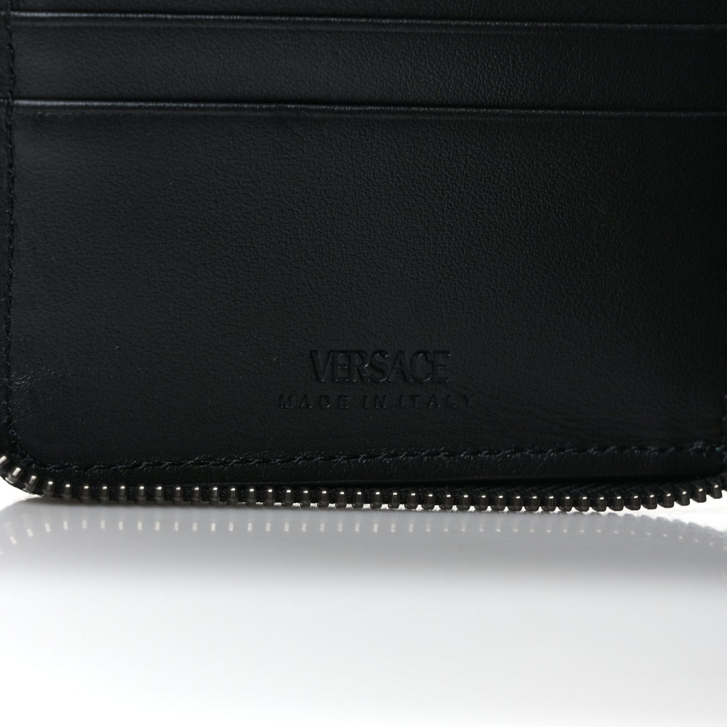 Calfskin Rubber Medusa Biggie Bifold Compact Zip Around Wallet Lime