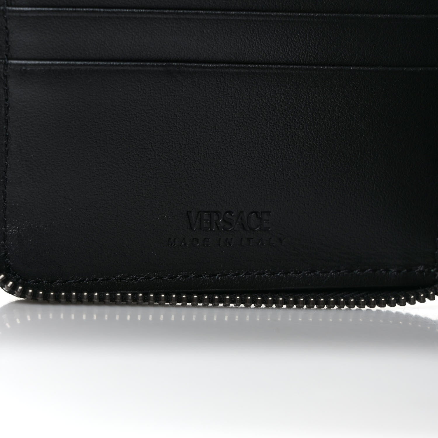 Versace Calfskin Rubber Medusa Biggie Bifold Compact Zip Around Wallet Lime 6 of 7