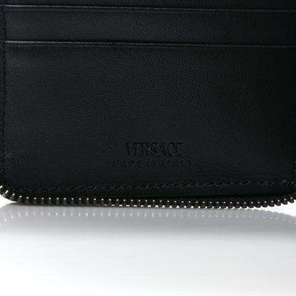 Versace Calfskin Rubber Medusa Biggie Bifold Compact Zip Around Wallet Lime 6 of 7