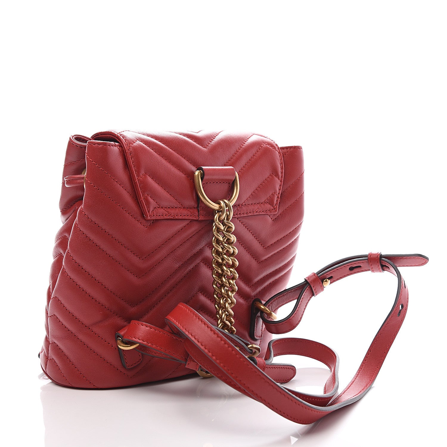 Gucci Calfskin Matelasse GG Marmont Flap Backpack Hibiscus Red 2 of 10