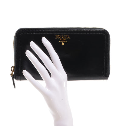 Prada Vitello Shine Zip Around Wallet Nero Black 2 of 8