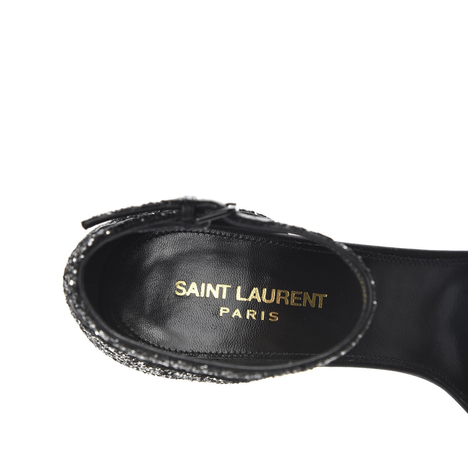 Saint Laurent Glitter Amber 105 Ankle Strap Sandals 39 Black 7 of 14