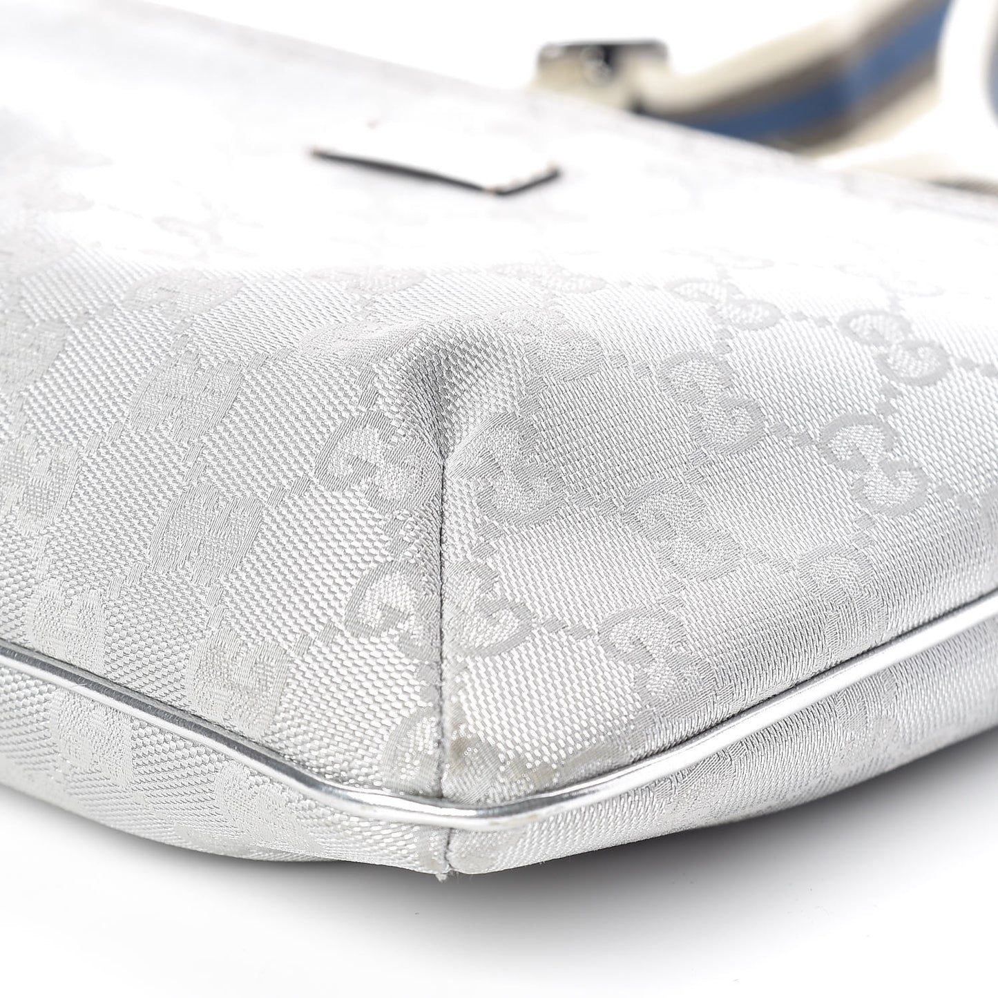 Metallic Monogram Web Small Flat Messenger Crossbody Silver