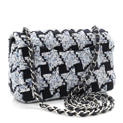 Chanel Tweed Quilted Mini Rectangular Flap Black White Light Blue 3 of 11