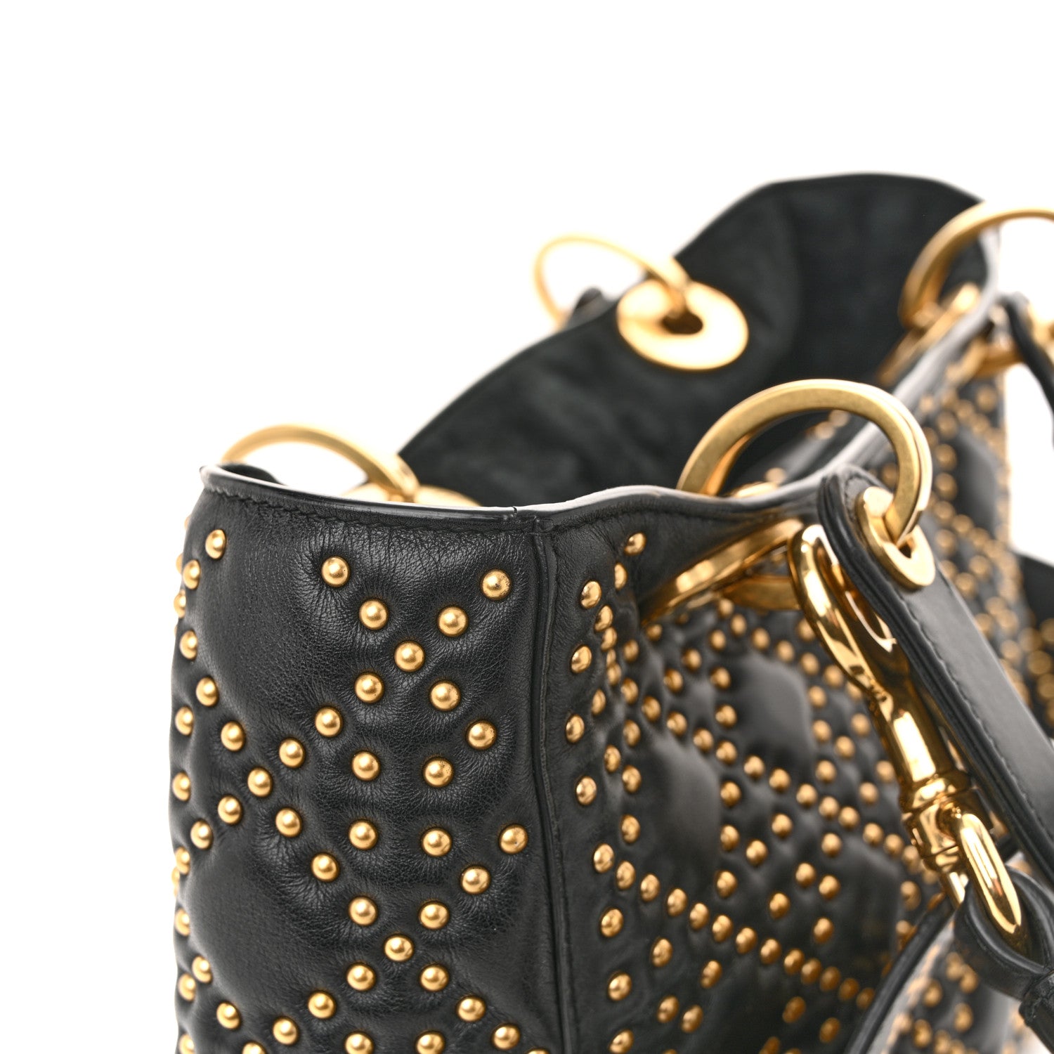 Christian Dior Calfskin Cannage Studded Medium Supple Lady Dior Black 14 of 14