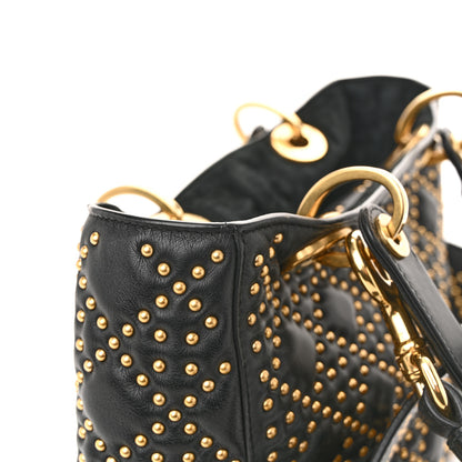 Christian Dior Calfskin Cannage Studded Medium Supple Lady Dior Black 14 of 14