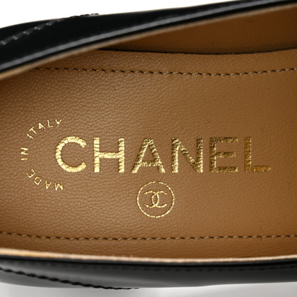 Chanel Shiny Calfskin Logo Loafers 37 Black 6 of 13