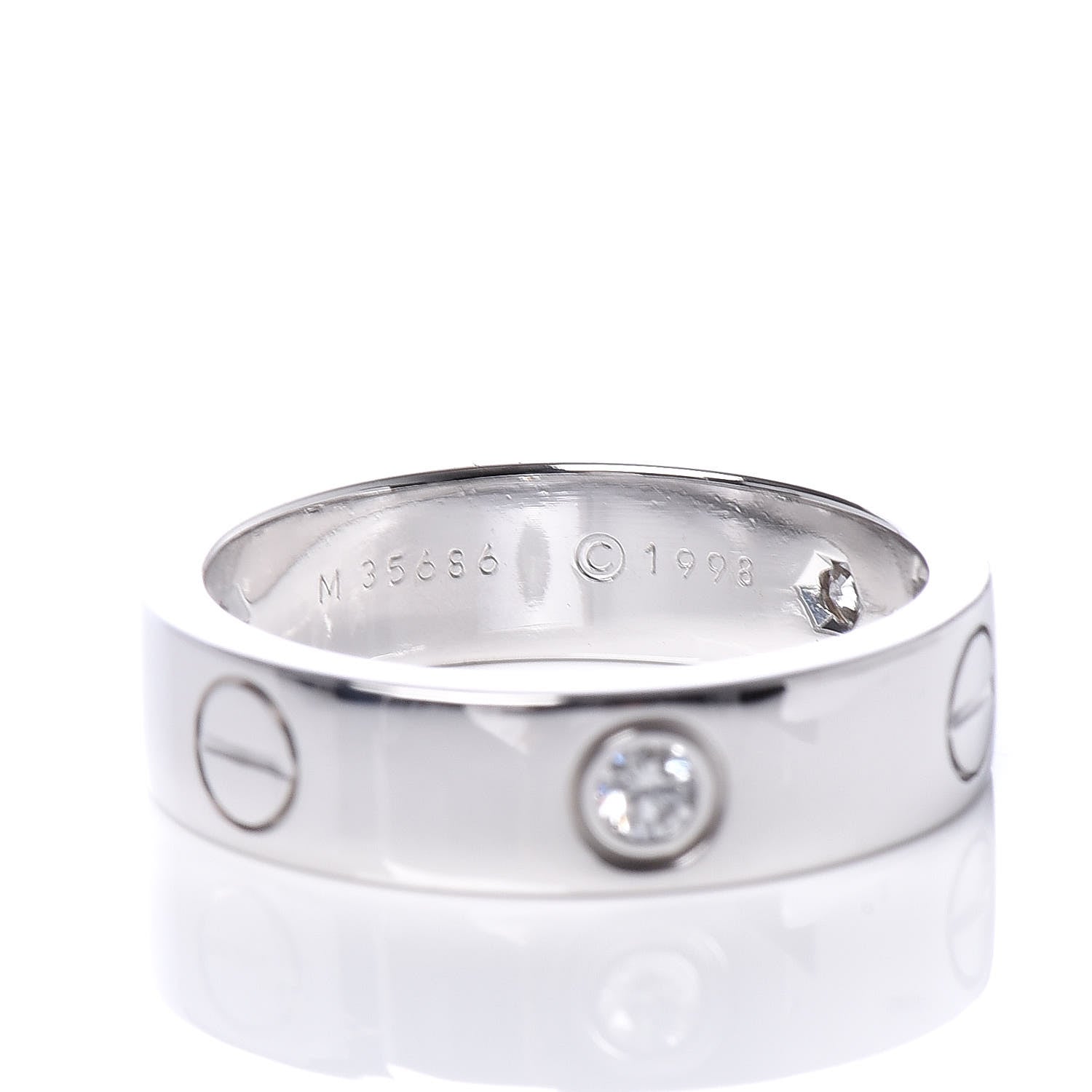 Cartier 18K White Gold 3 Diamond 5.5mm LOVE Ring 56 7.75 5 of 5