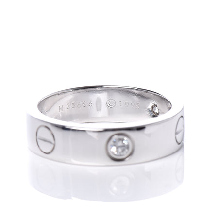 Cartier 18K White Gold 3 Diamond 5.5mm LOVE Ring 56 7.75 5 of 5