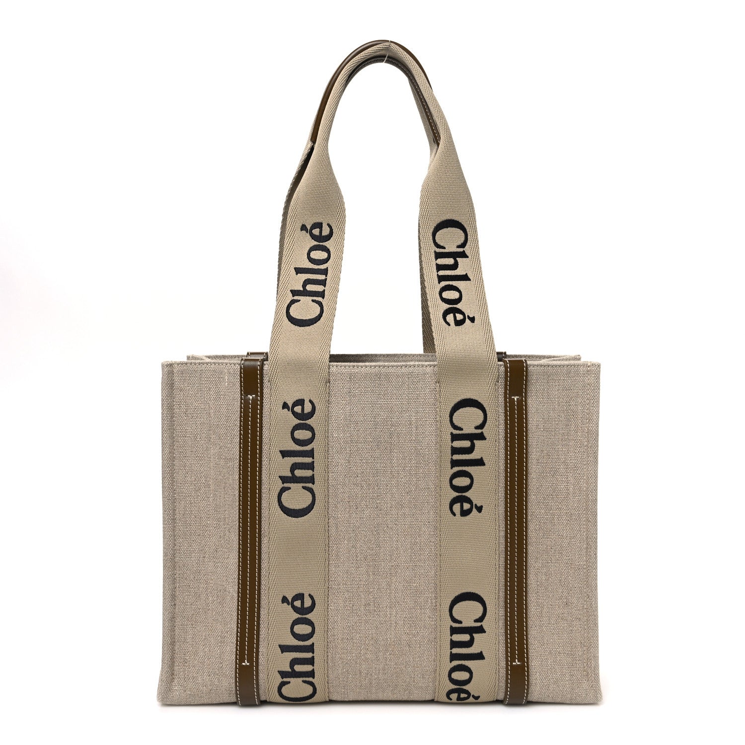 Chloe Linen Calfskin Medium Woody Ribbon Tote Bronze Brown 1 of 10