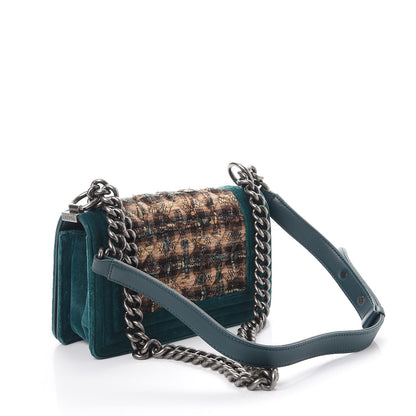 Chanel Velvet Plaid Tartan Small Boy Flap Teal 4 of 9