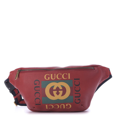 Gucci Grained Calfskin Logo Belt Bag Hibiscus Red 1 of 9