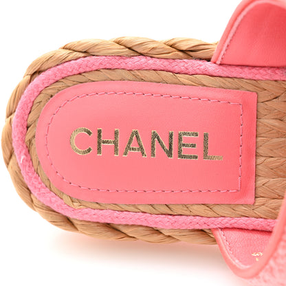 Chanel Terry Cloth Raffia CC Logo Thong Sandals 38 Pink 6 of 10