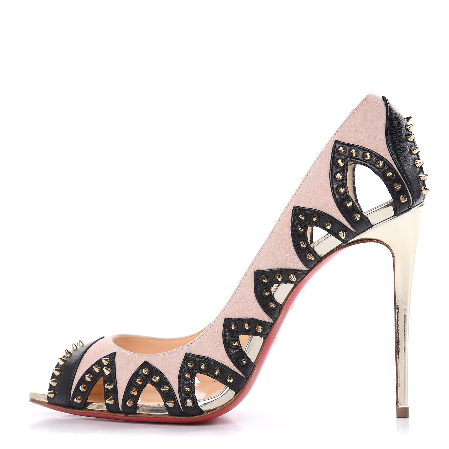 Christian Louboutin Kid Suede Specchio Spiked Circus City 100 Pumps 37.5 Ballerina 1 of 11