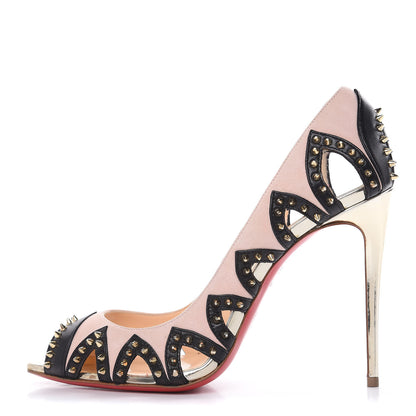 Christian Louboutin Kid Suede Specchio Spiked Circus City 100 Pumps 37.5 Ballerina 1 of 11