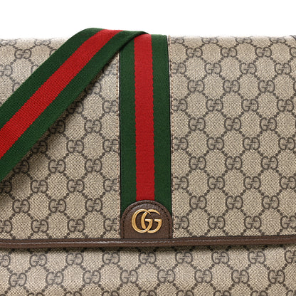 Gucci Tender GG Supreme Monogram Textured Dollar Calfskin Ophidia Messenger Bag Beige Ebony Dark Brown 8 of 10