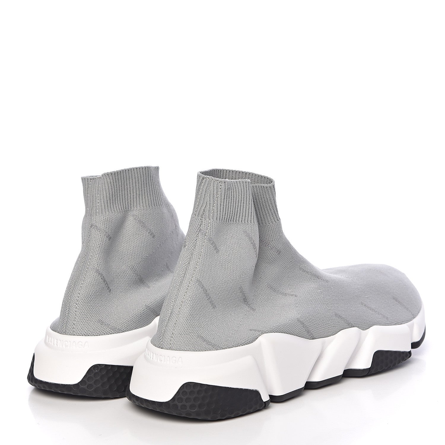 Balenciaga Neoprene Knit Allover Logo Mens Speed Sneakers 41 Grey 4 of 9