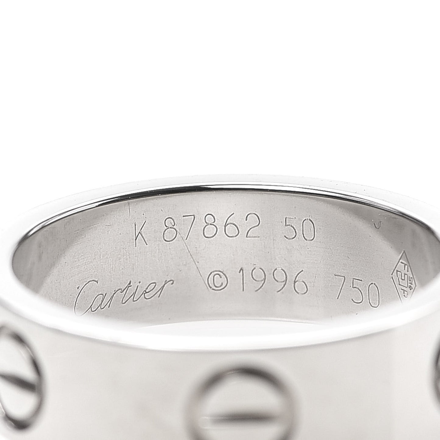 18K White Gold 5.5mm LOVE Ring 50 5.25