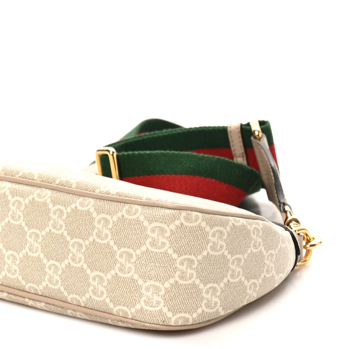 GG Supreme Monogram Textured Dollar Calfskin Web Small Ophidia GG Handbag Beige Mystic White Oatmeal